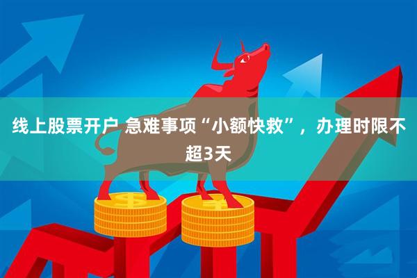 线上股票开户 急难事项“小额快救”，办理时限不超3天