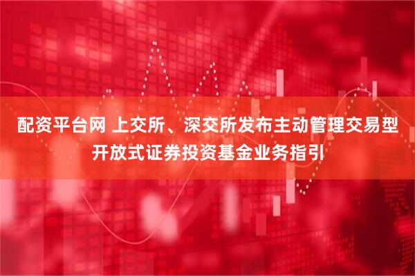 配资平台网 上交所、深交所发布主动管理交易型开放式证券投资基金业务指引